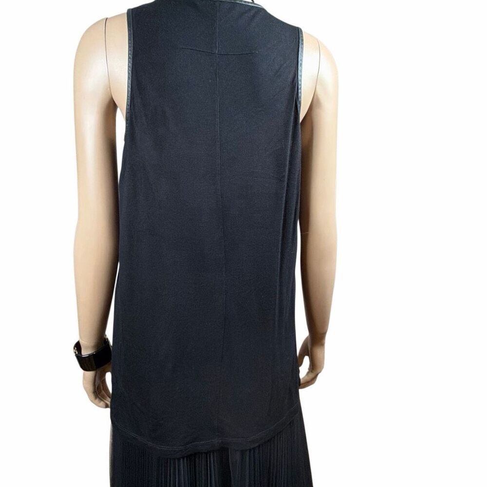 Givenchy Black Sleeveless Pleated Front Viscose Tunic Top Lambskin Trim Size M ( - Picture 7 of 13
